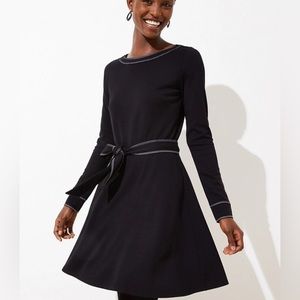 Loft NWT Size 10 Topstitched Tie Waist Flare Dress